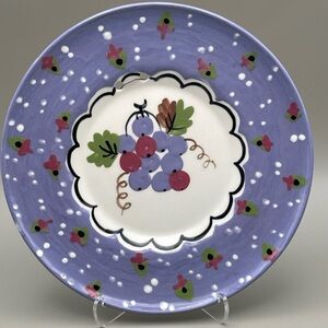 Vintage Clemsons Hand Painted Purple Grape Plate 7.5” Cottage Folk Art